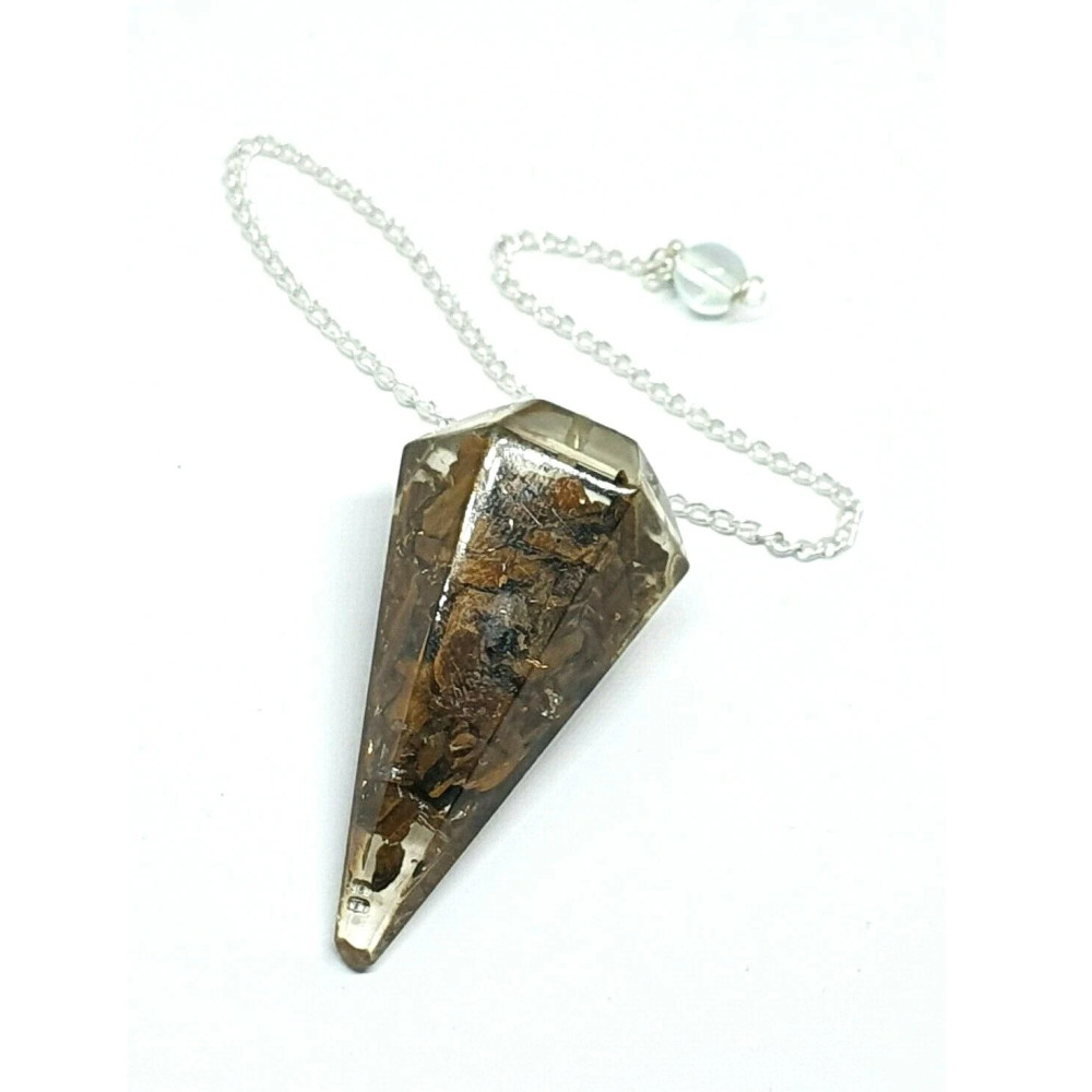 Tigers Eye Pendulum Dowser Orgone Gemstone Crystal EMF Protection Dowsing Point