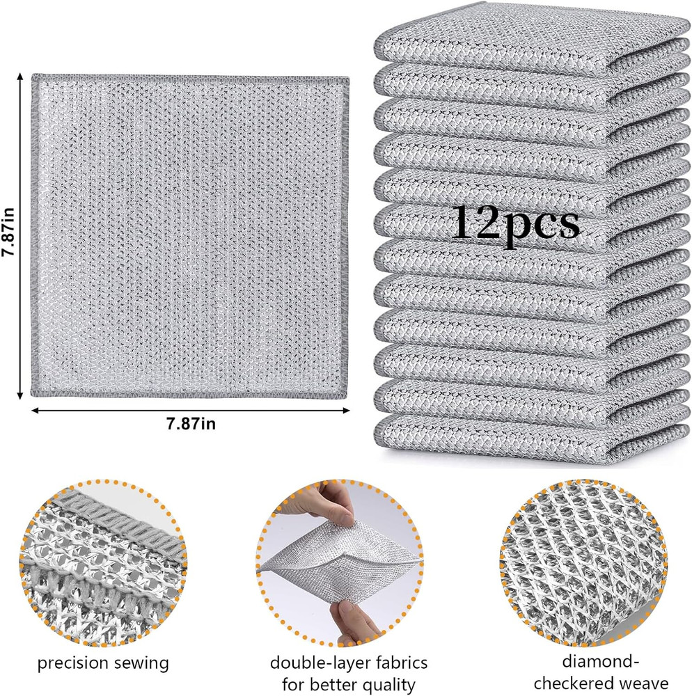 12Pcs Multifunctional Non-Scratch Wire Dishcloth Multipurpose Wire Dishwashing R