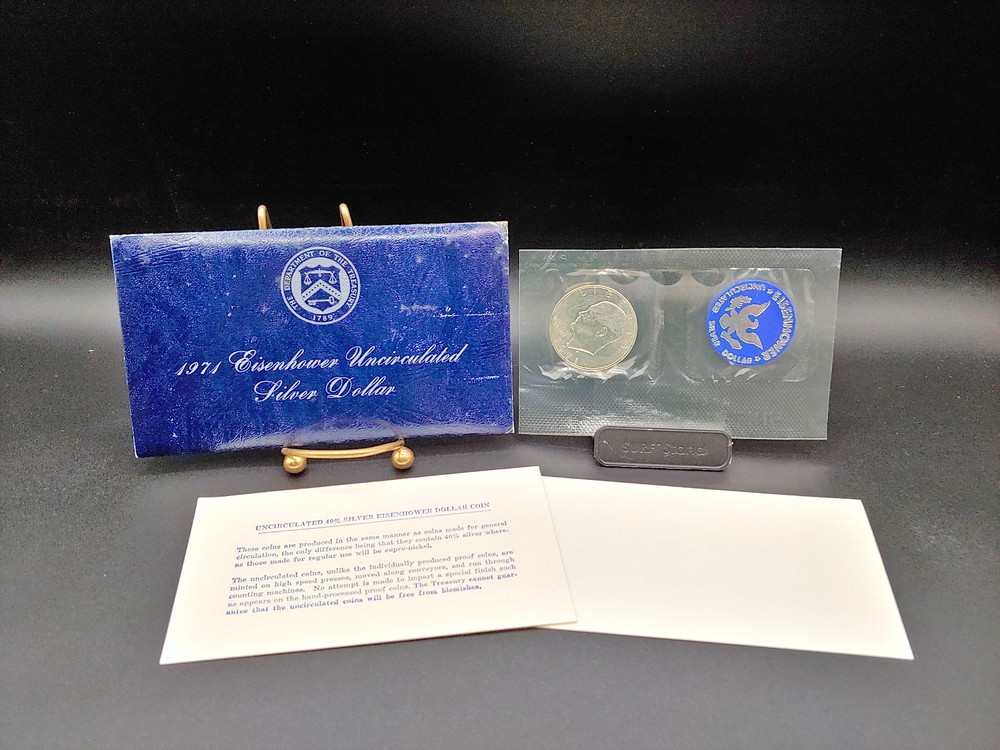 1971-S Eisenhower Uncirculated Dollar - 40% SILVER - Blue Pack/COA-Cello Sealed
