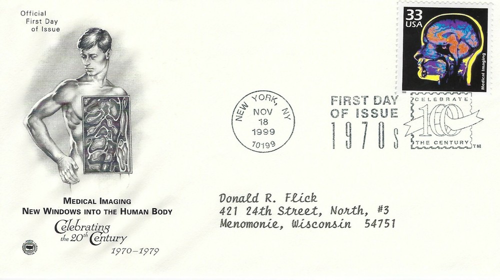 STAMP US SCOTT 3189o "Medical Imaging" 33 CENT 1999 FDC WITH ART