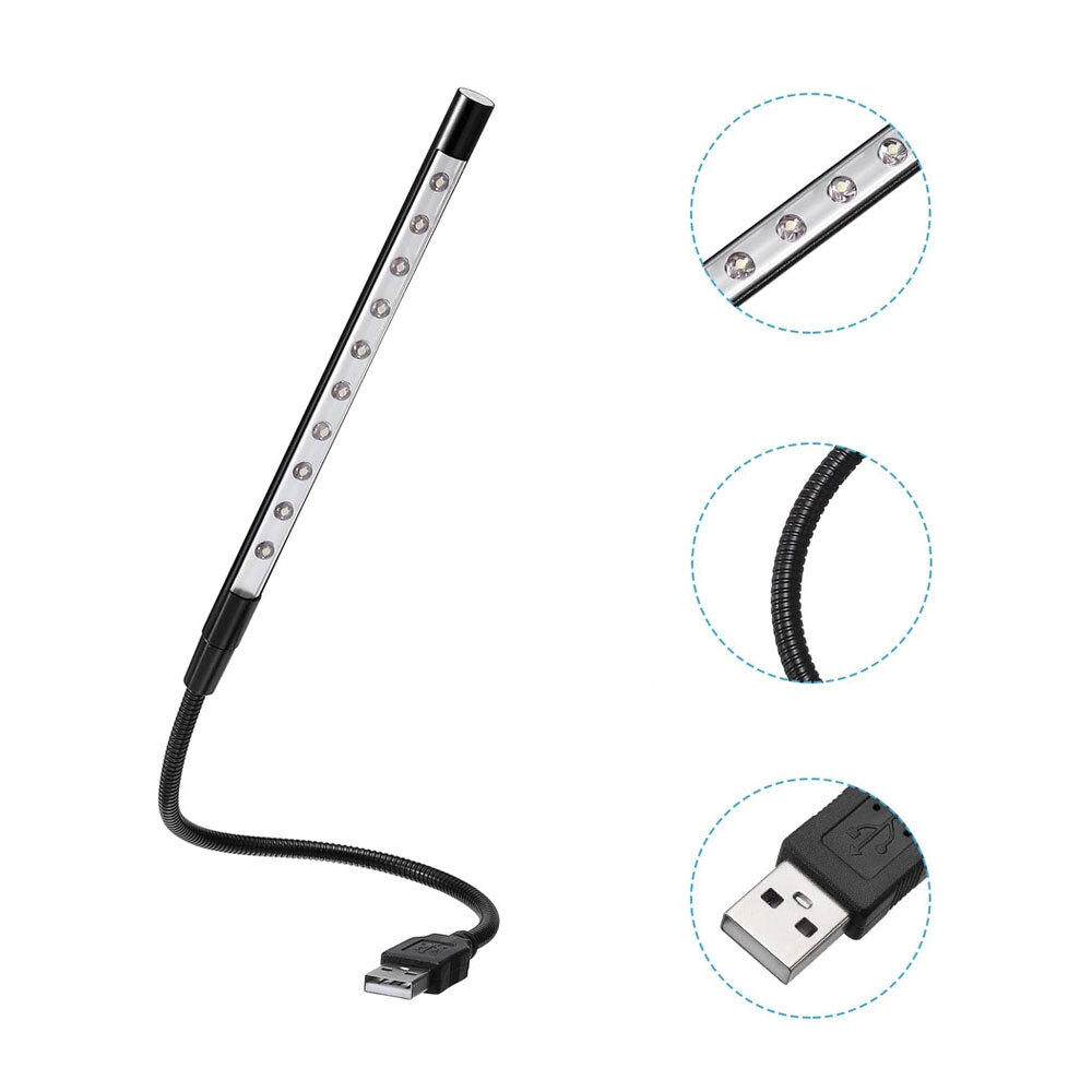 USB 10 LED Keyboard Light night Flexible Lamp for Reading Notebook Laptop Plug