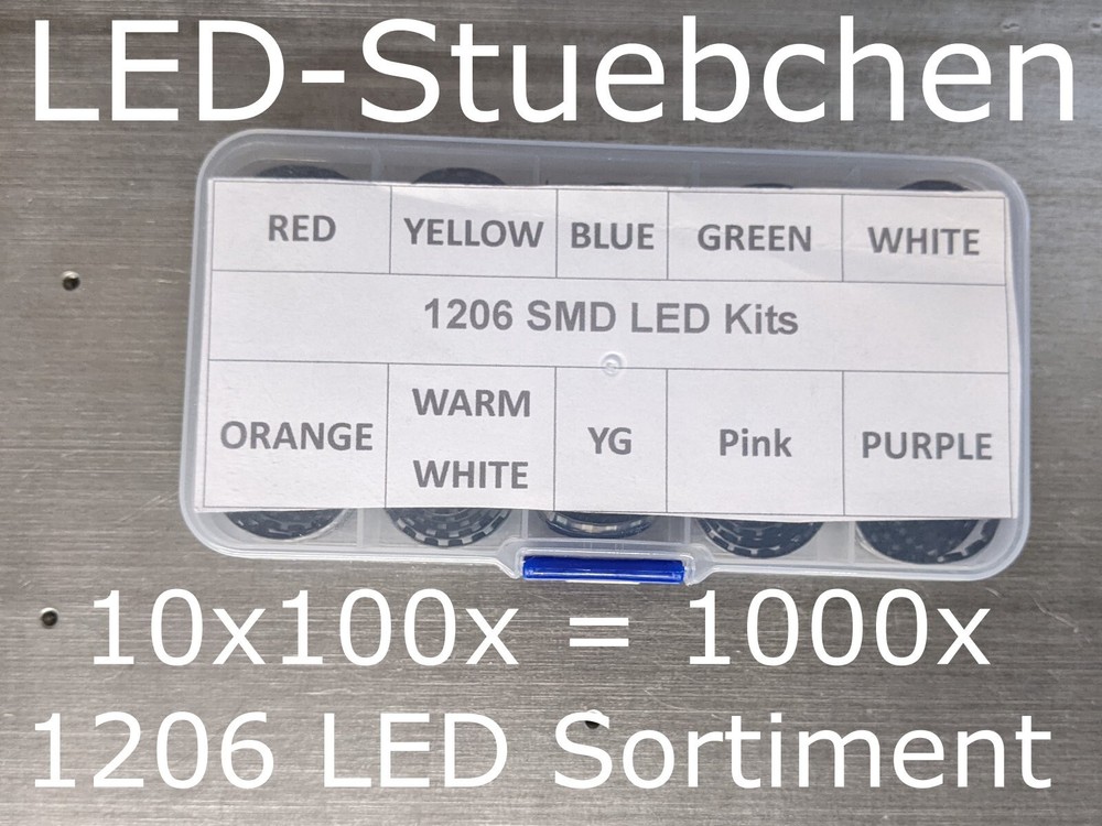 1206 SMD LED Sortiment 10x100 = 1000x, 10 Farben