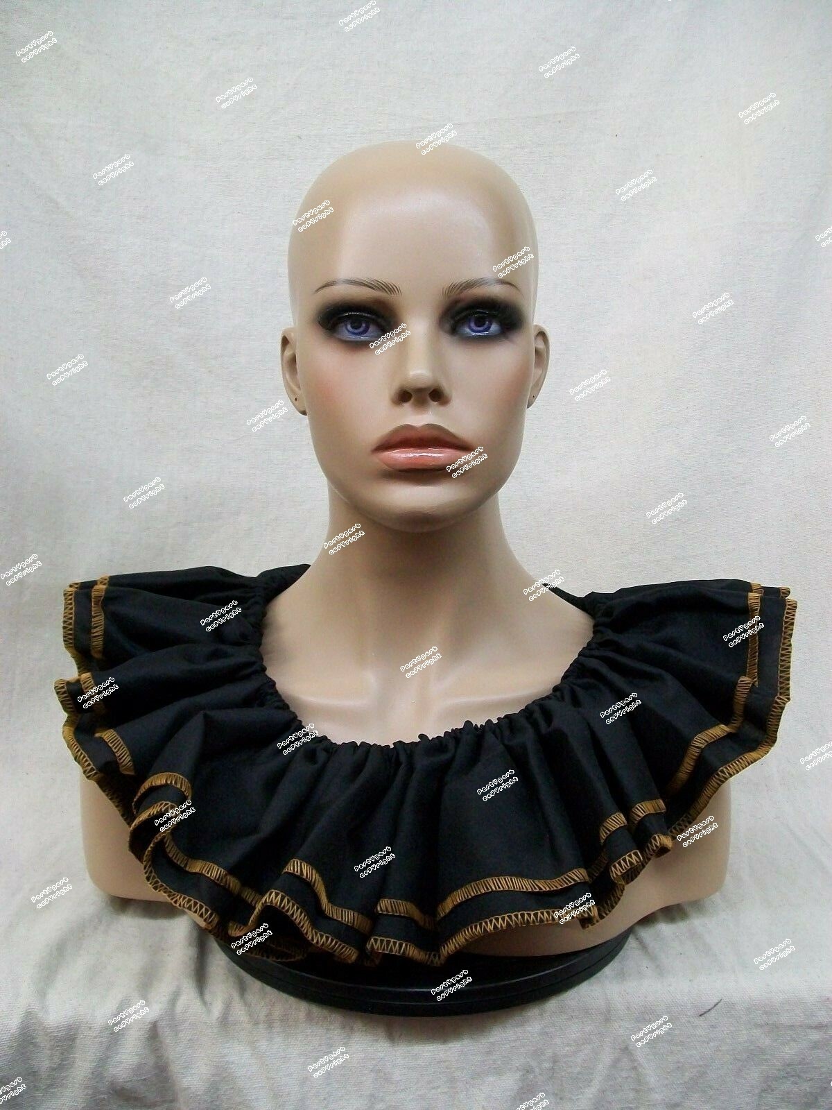 Black Orange Ruffle Clown Collar Gothic Jester Mime Renaissance Queen Victorian