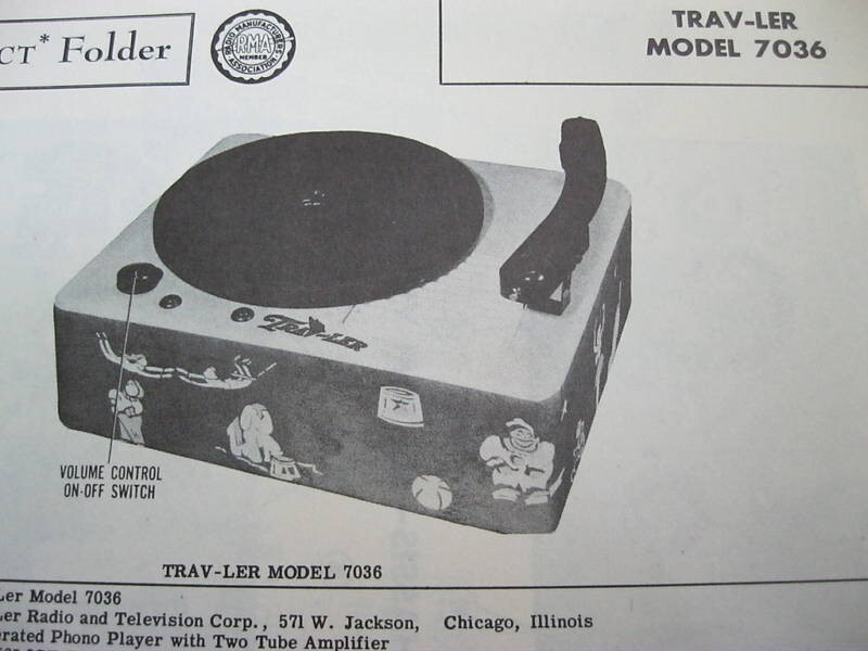 TRAV-LER 7036 PHONOGRAPH PHOTOFACT