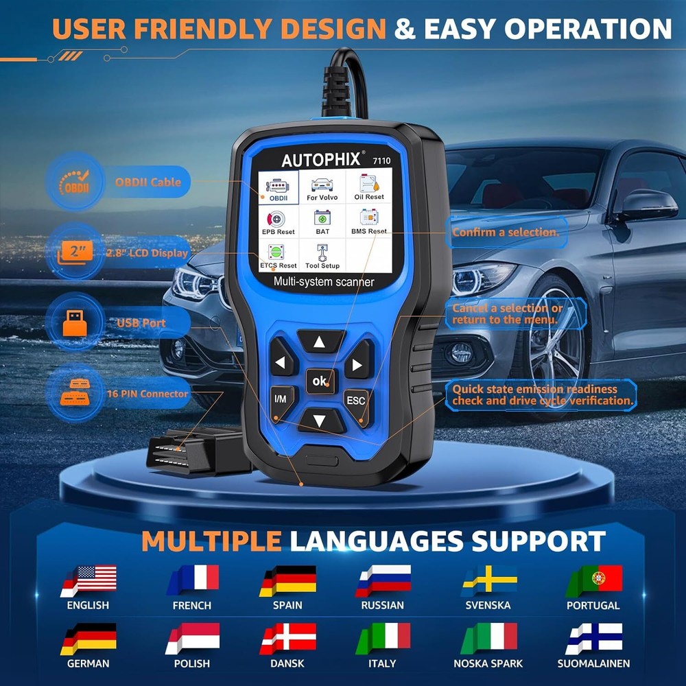 AUTOPHIX 7110 Full Systems Diagnostic Scan Tool Fit for Volvo Car Code Reader