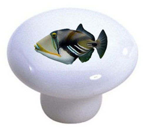 Tropical FISH Picasso TRIGGERFISH Cabinet DRAWER Pull KNOB Ceramic