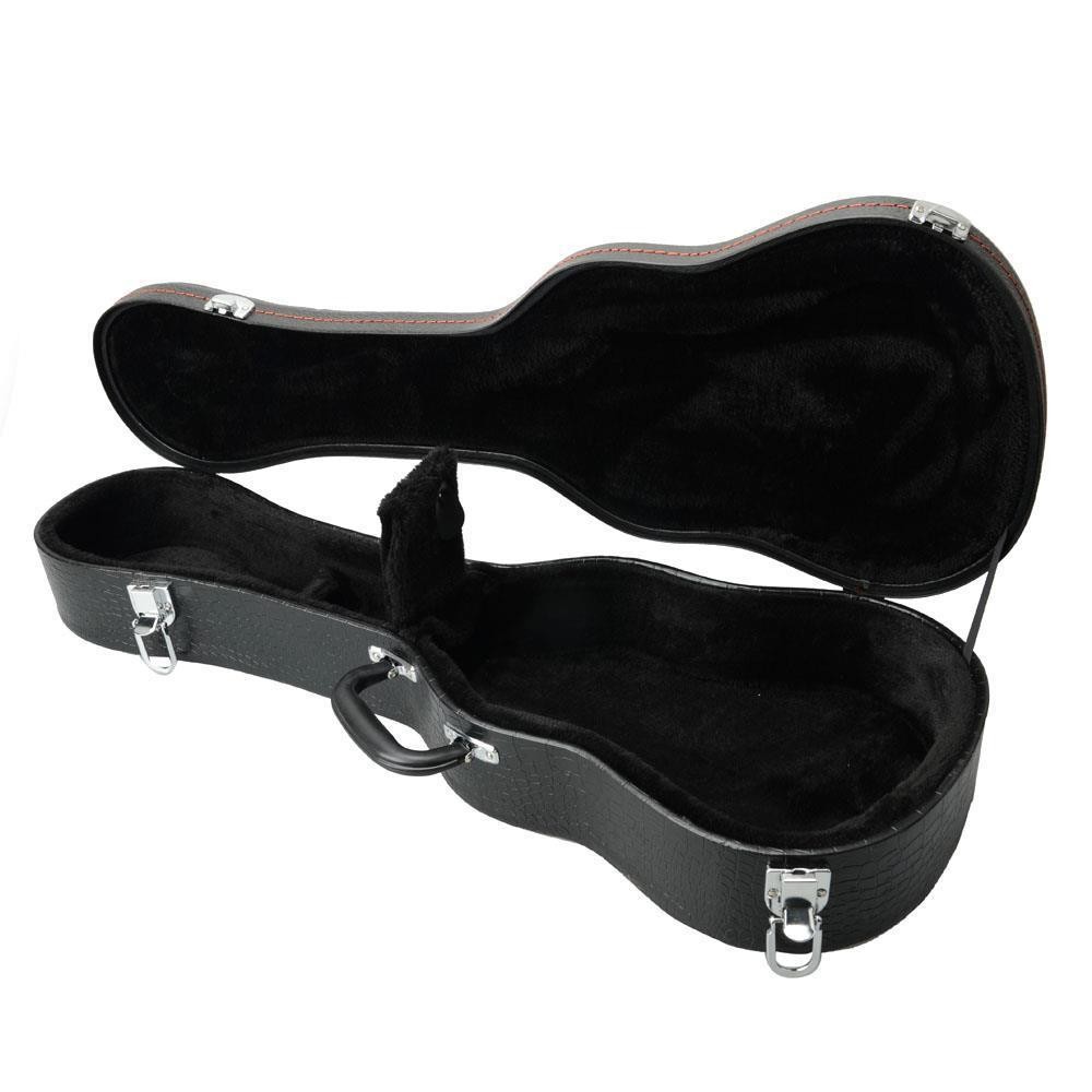 Glarry 26" Tenor Black Protable Leather Hard Shell Ukulele Case