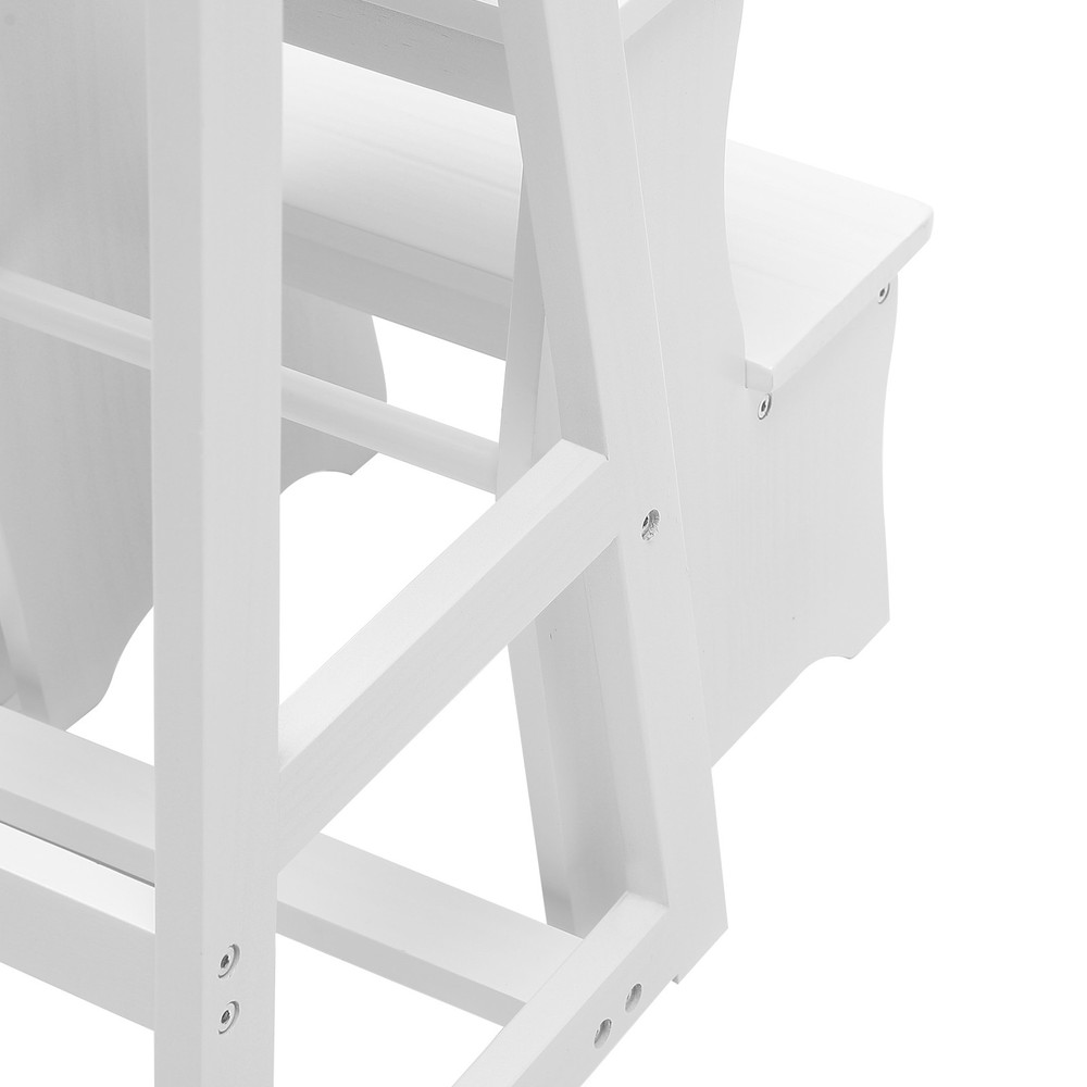 Folding Solid Wood Library Ladder Chair, Portable Multi-Functional Stool