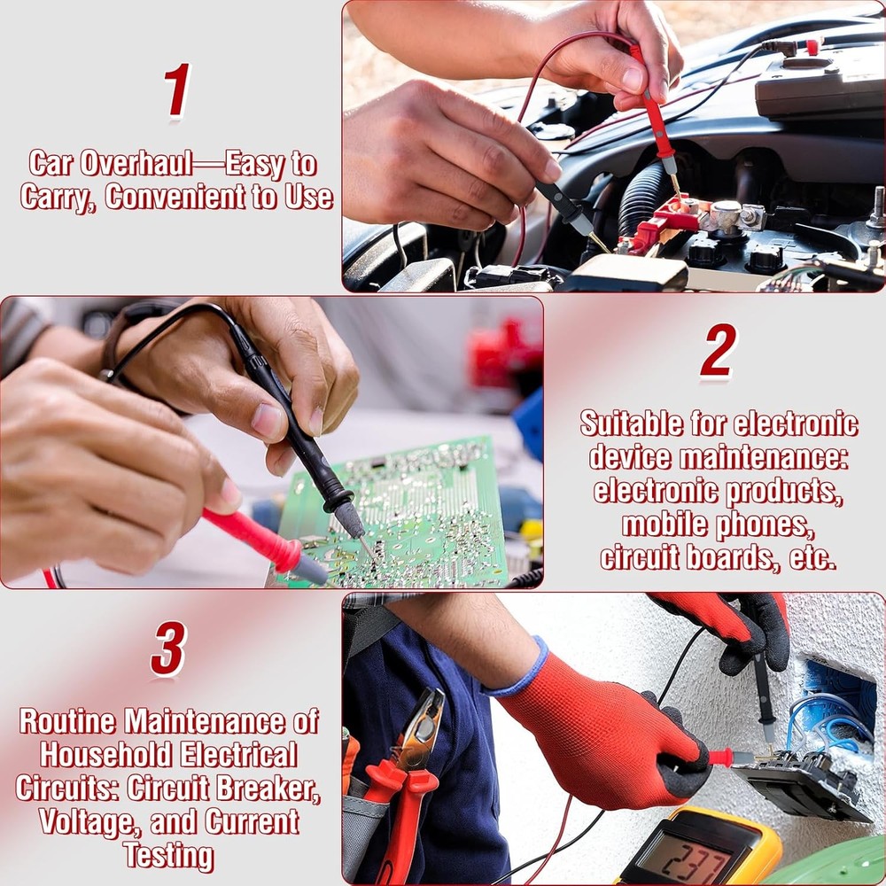 Professional Multimeter Test Leads Kit,Extra-Long Soft Silicone Meter Leads 1000