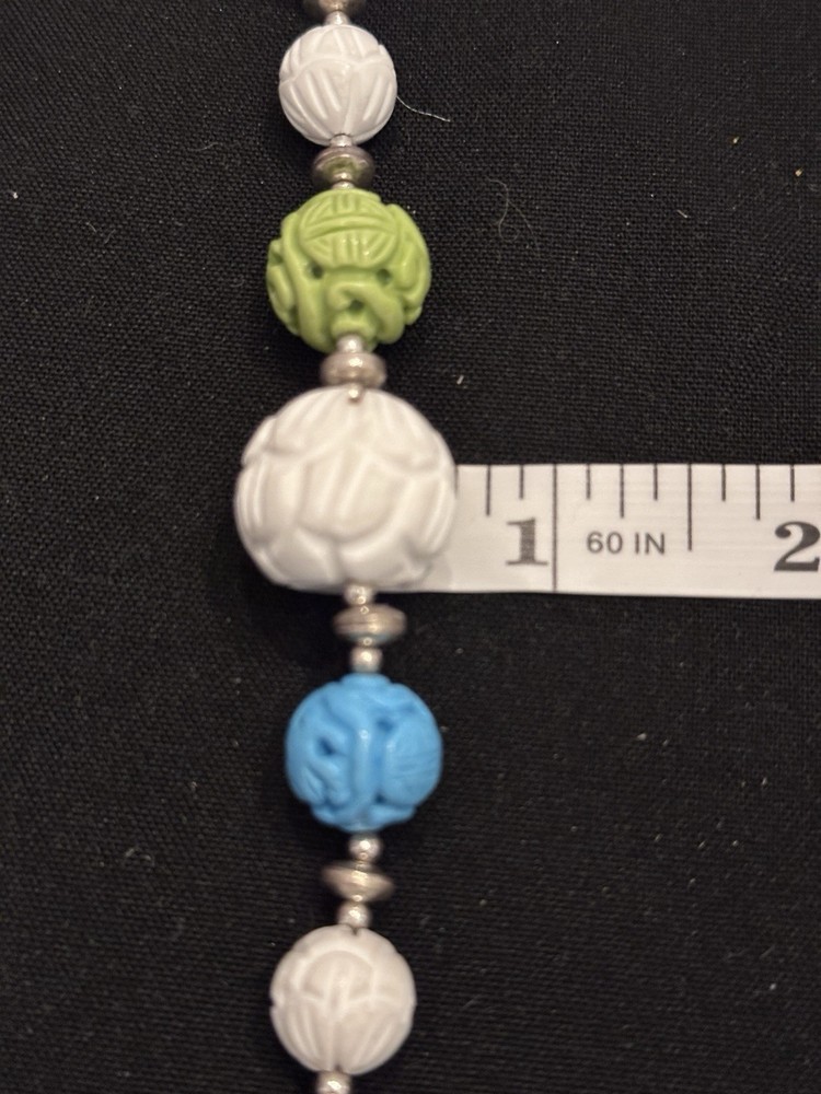 Multi Color Carved Bead Bracelet
