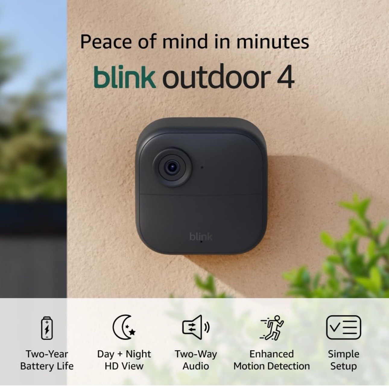 Blink Outdoor 4 Wireless Smart Security Camera, 2 Yrs Battery, 3 Cameras, Newest