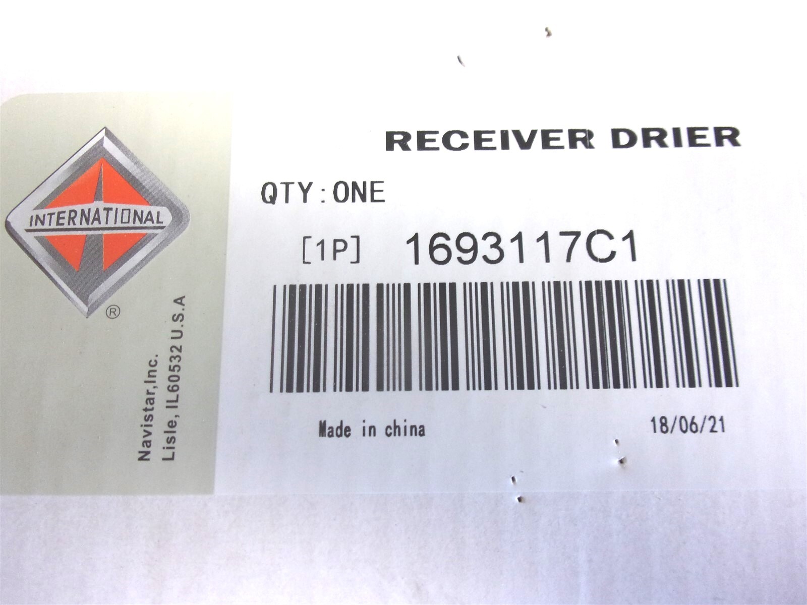 1693117C1 NEW INTERNATIONAL RECEIVER DRIER R-12 R-22 R-134A 7230 20210618