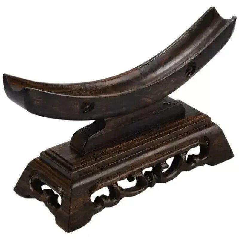 Wood Sword Stand Solid Display Katana Holder Crescent Shape for General