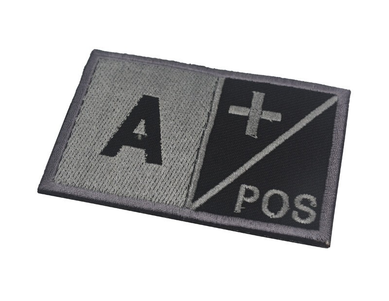 A+ / POS Postive Tactical Army Hook Loop Patch Embroidered Badge Gray Dark