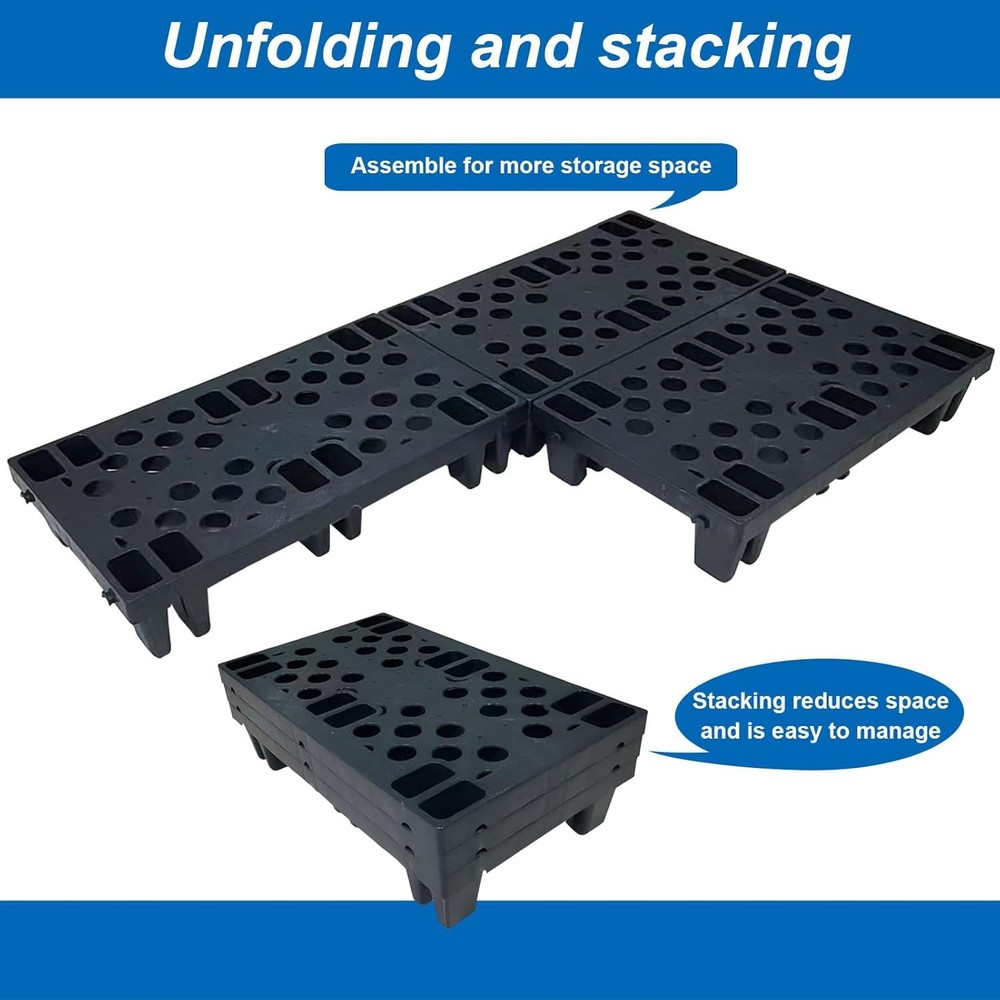 6 Pcs Moisture-proof Plastic Pallets Stackable Interlocking Storage Pallets