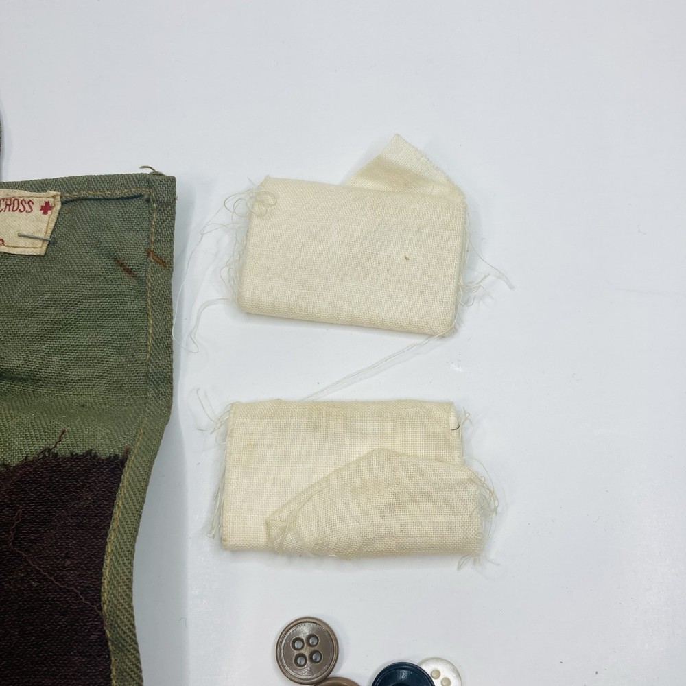 WWII Vintage American Red US Cross Sewing Kit Buttons Needles - Chapter Worn-off