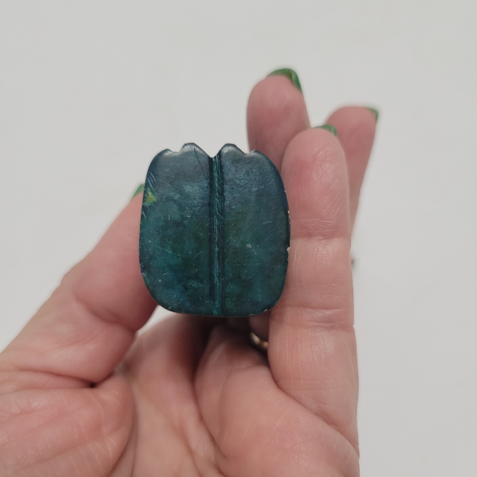 Vintage Aztec/Mayan Warrior Hand Carved Statue Jade/Green Marble/Onyx