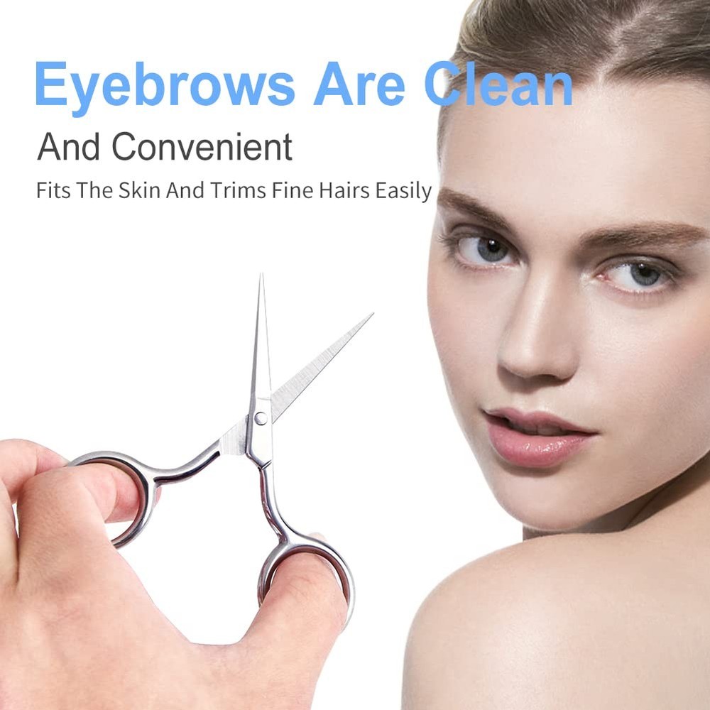 Eyebrow Scissors, Precision Grooming Shears, 1Pcs Silver