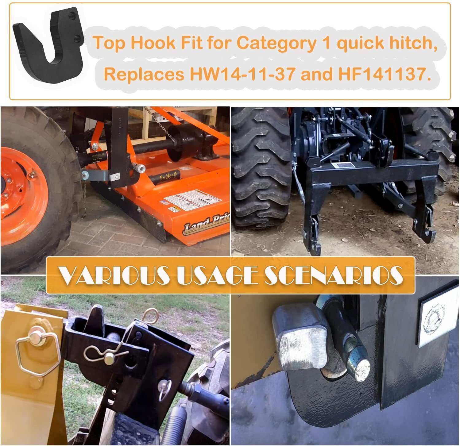 Adjustable Top Hook for Harbor Freight Quick Hitch Cat 1 Tractor 3 Point Hitch