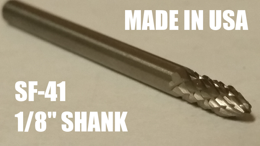 SF41D Tree Shape SOLID Carbide Burr Bur Cutting Tool Die Grinder Bit 1/8"