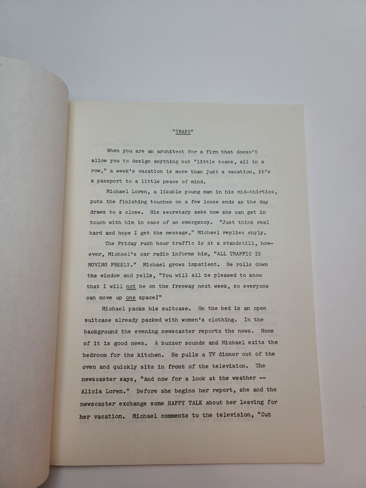 TRAPS / Barry Levinson 1970's Unproduced Treatment Script