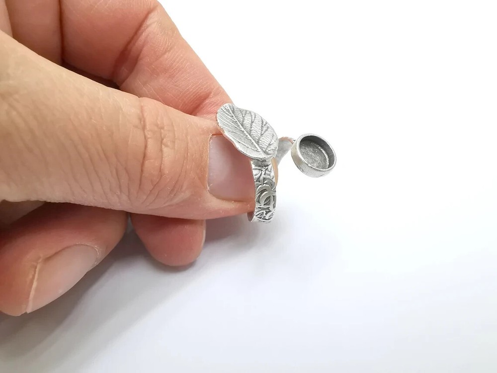 Leaf Ring Setting, Cabochon Blank, Resin Bezel, Round Ring Mounting, Epoxy Frame
