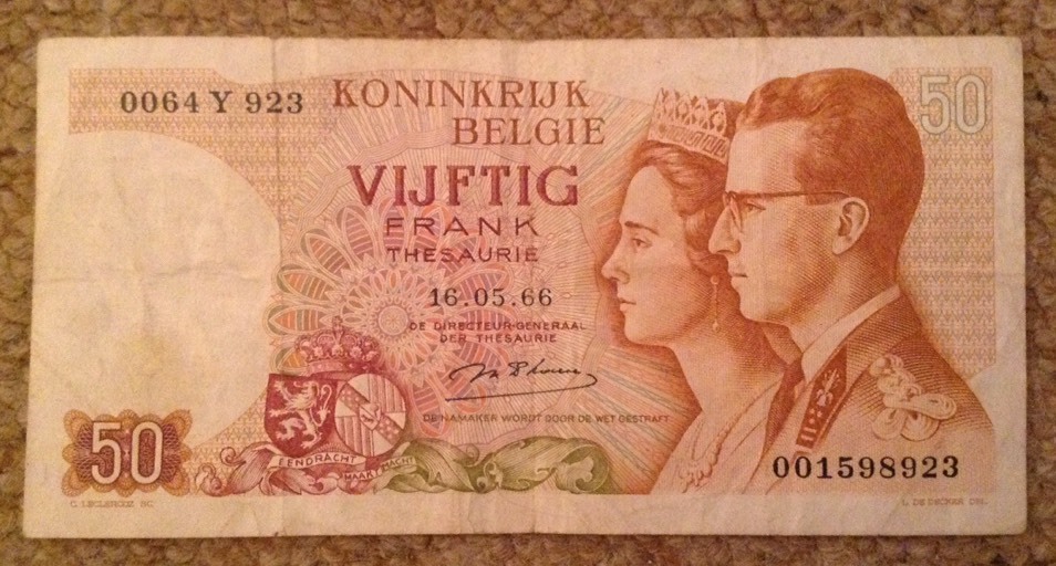 Belgium Banknote. 50 Francs. Dated 1966