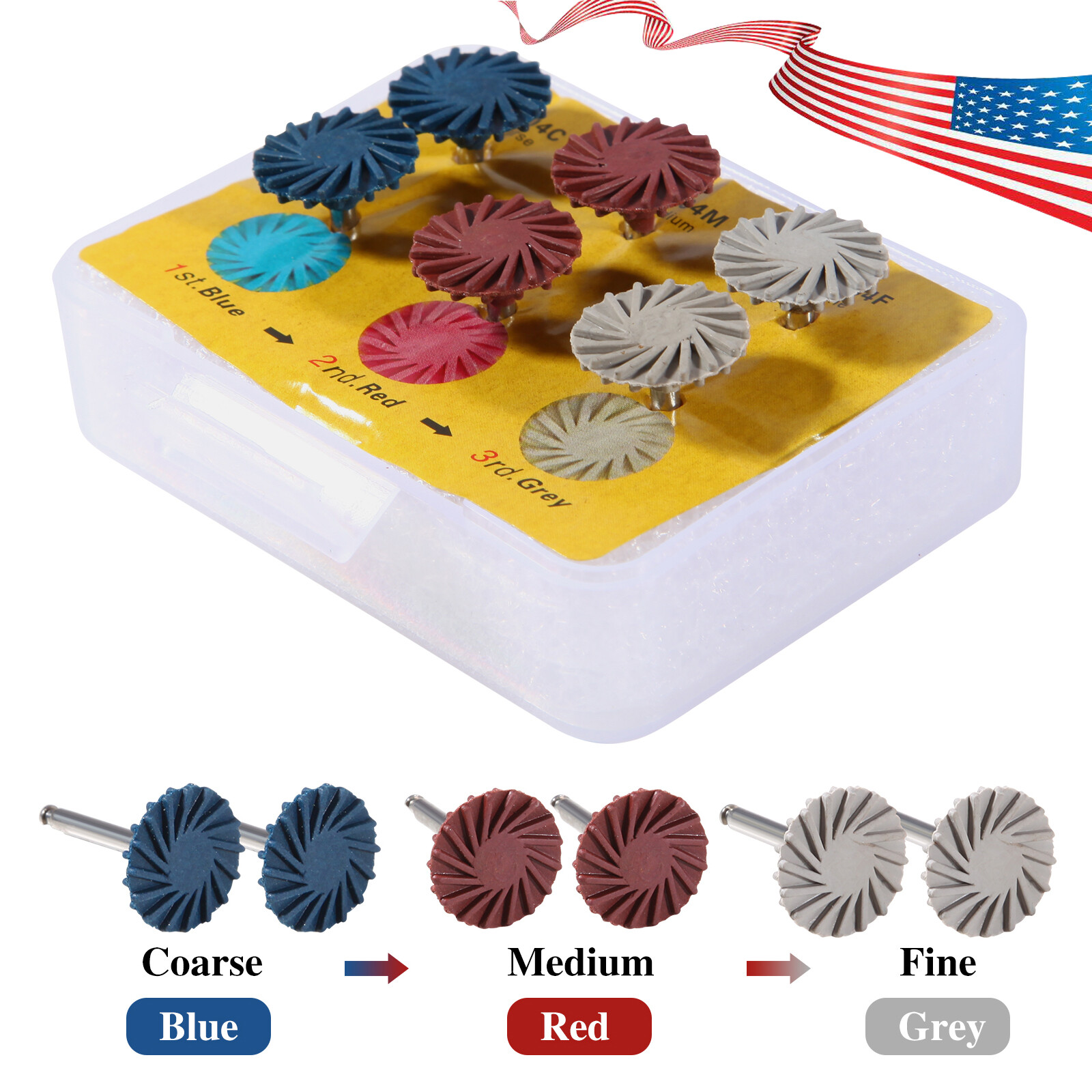 6Pcs Dental Composite Polishing Diamond System RA Disc 14mm Wheel Kit SANDENT po