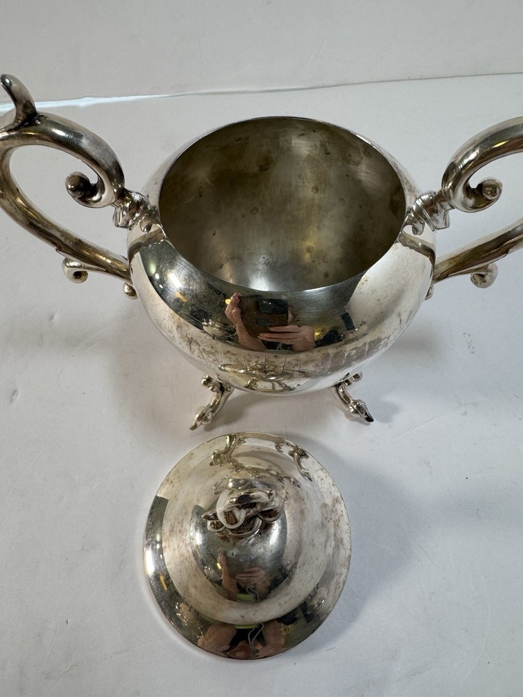 VTG Coffee Tea Set Birmingham Silver Co. Silver Plate On Copper 3pc Ornate 50’s