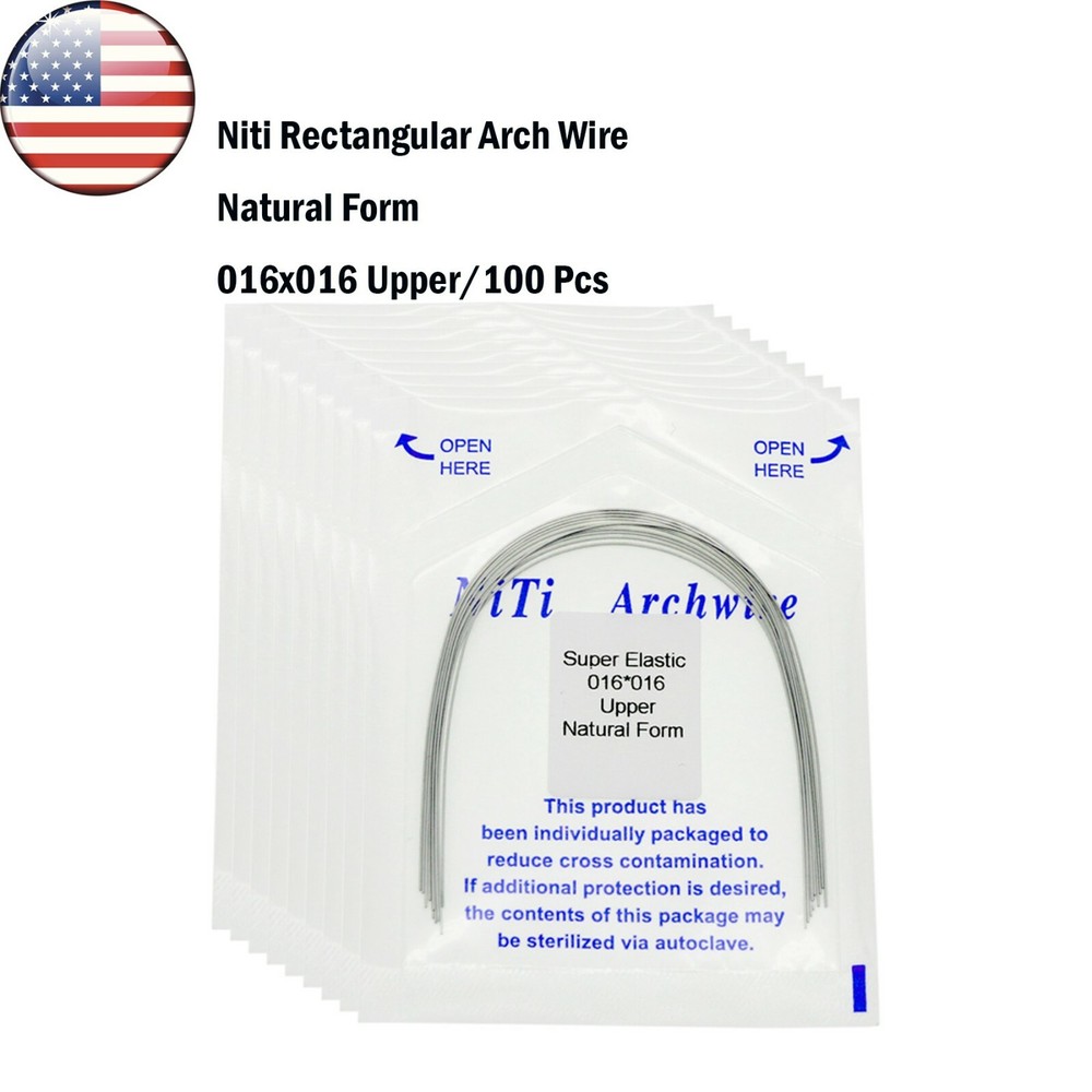 US Dental Orthodonic Rectangular Natural Form Niti Arch Wire Upper/Lower 100 Pcs