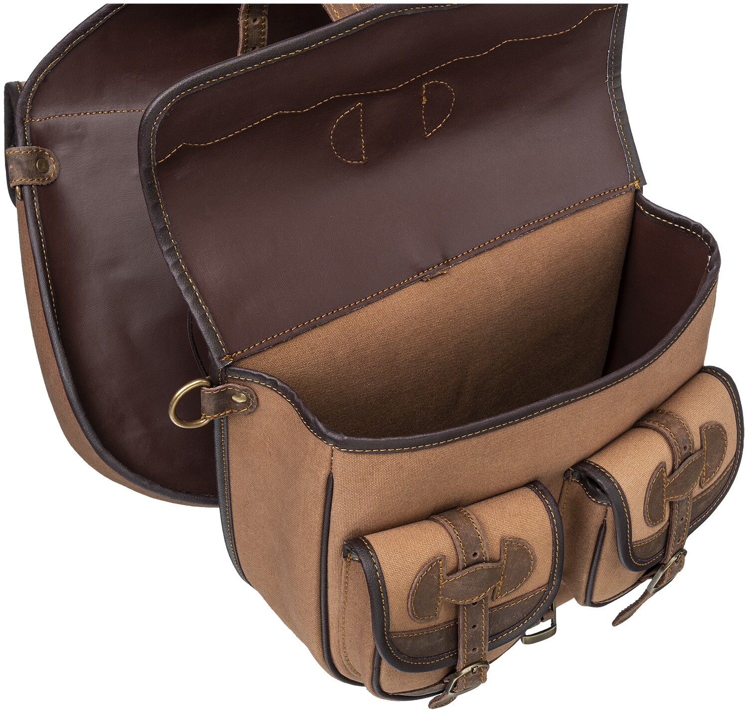 Western Saddle Canvas and Leather Trail Riding Saddle Bags - 3 Color Choices