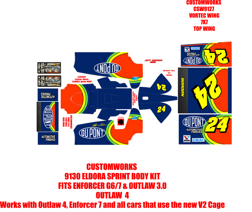 CUSTOMWORKS ELDORA  SPRINT CAR 9130 JEFF GORDON 1995 THEME WRAP KIT