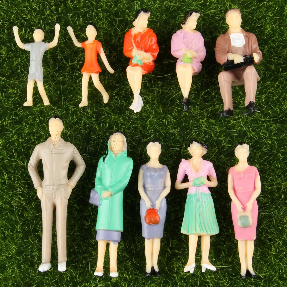 10pcs Plastic Park Plain People Model Train Scenery Layout Scale 1:30 Painted