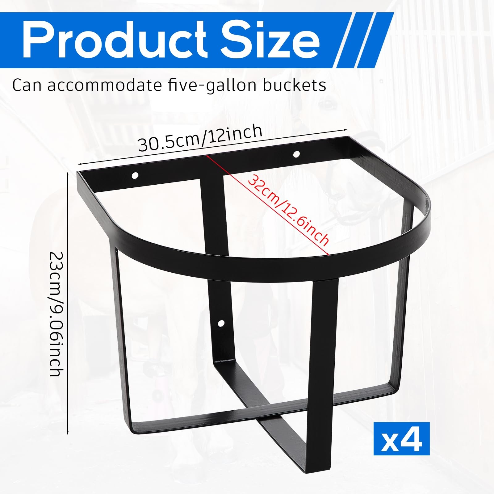4 Pcs Heavy Duty Metal Bucket Holder 5 Gallon Horse Water Feed Bucket Holder ...