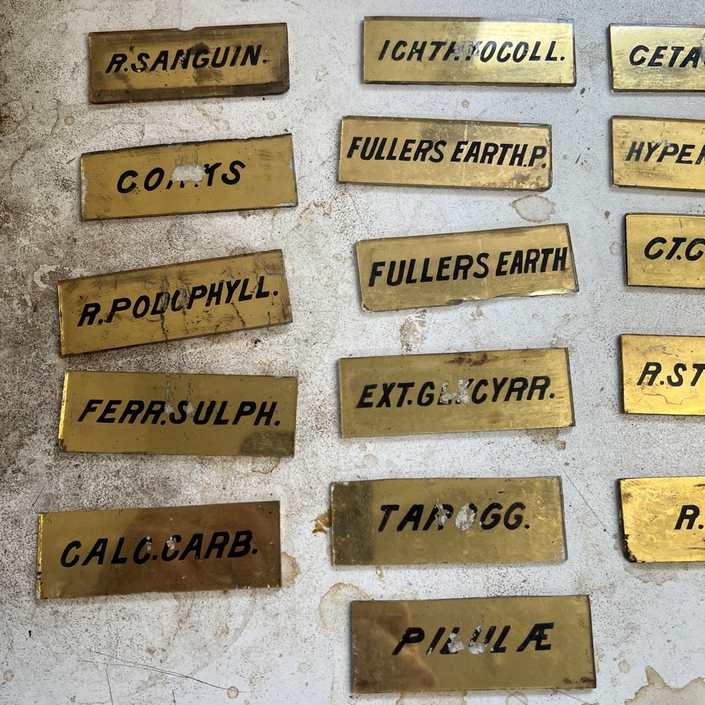 19thC Glass Apothecary Labels