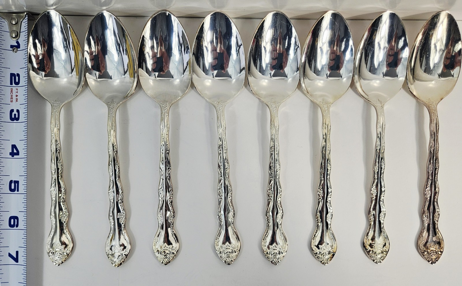 66 pc International Silverplate Abbey Rose Full Service for 12 + 6 Serving Korea