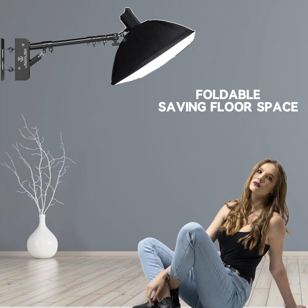 Ring Light Wall Mount 43.3inch/110cm, Ring Light Mount Support 180°Flexible R...