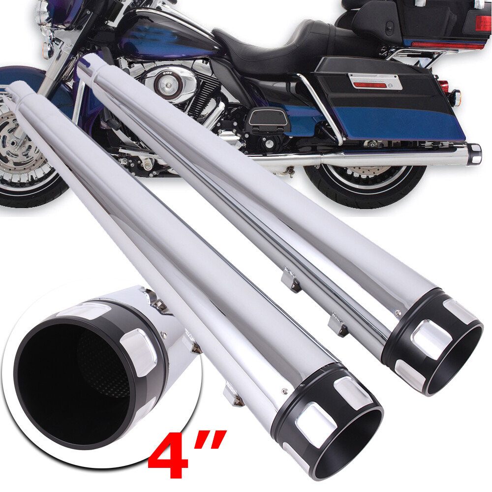 4" Megaphone Exhaust Pipes Mufflers For Harley Touring Ultra Classic Road Glide