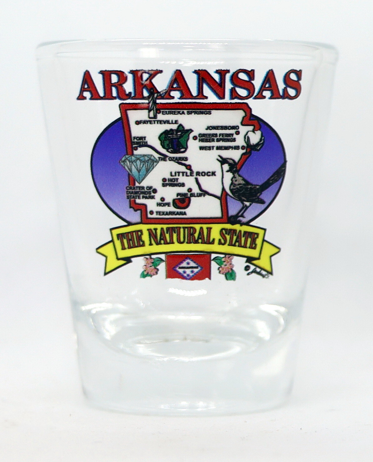 ARKANSAS STATE ELEMENTS MAP SHOT GLASS SHOTGLASS