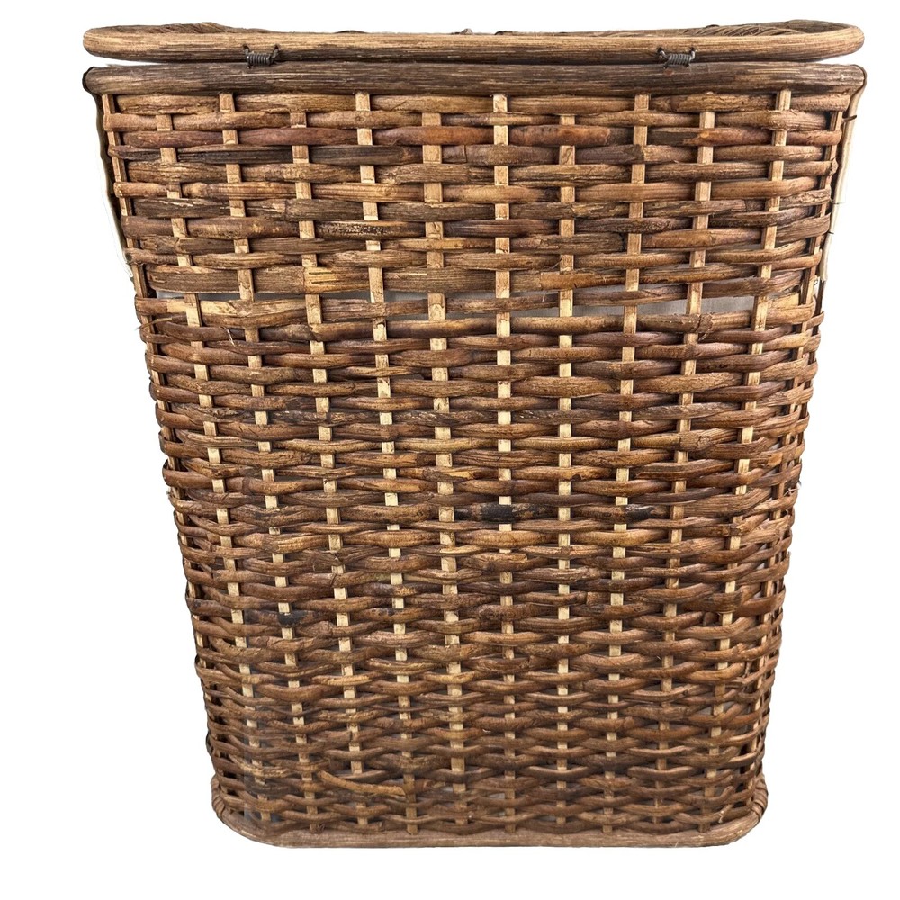 Lined Woven Rattan Laundry Hamper
