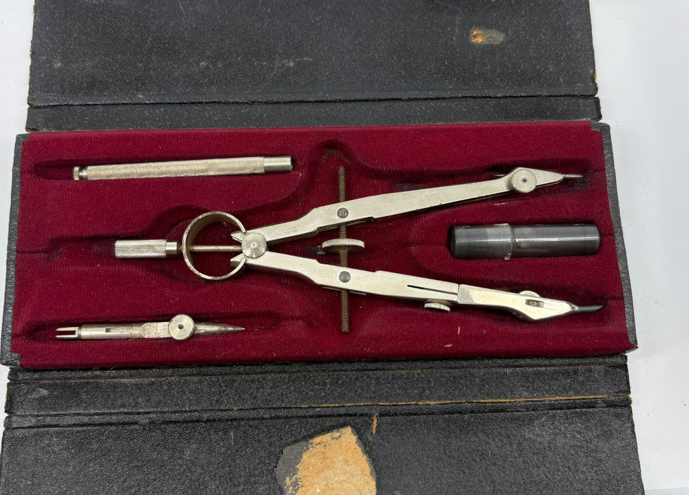 Tacro Inc Germany Drafting Set 363T Compass Divider Ruling Pen Case Untested
