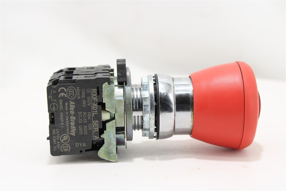 Allen-Bradley 800FM-LMP44 E-Stop 22.5mm Red Illuminated | Push-Pull Operator