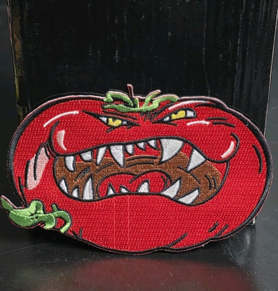 Fright Crate  Iron On Patch Attack Killer Tomatoe Horror