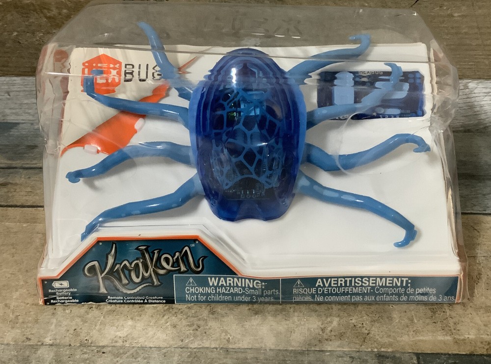 ⚡️Hexbug KRAKEN - 8 legged Blue Creepy Crawler Creature 🆕 Distressed Box ⚠️