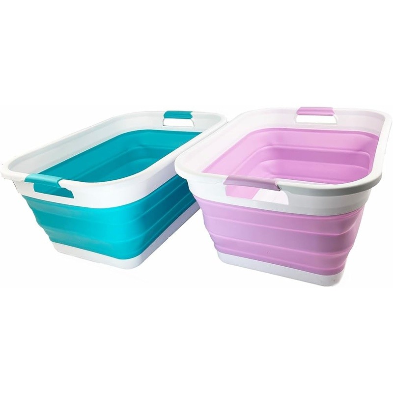 Collapsible Portable Laundry Basket Space Saving Handle TPE PP Storage Container