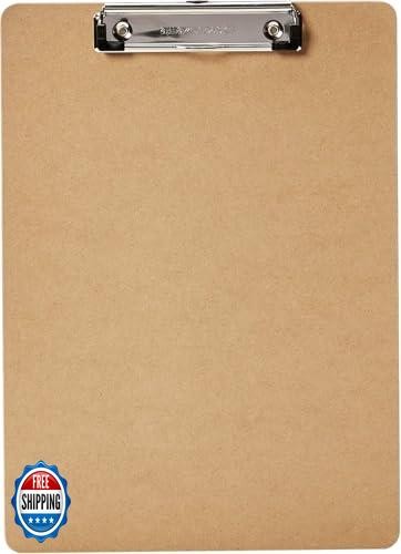 Amazon Basics Hardboard Office Clipboard, 6-Pack, Brown