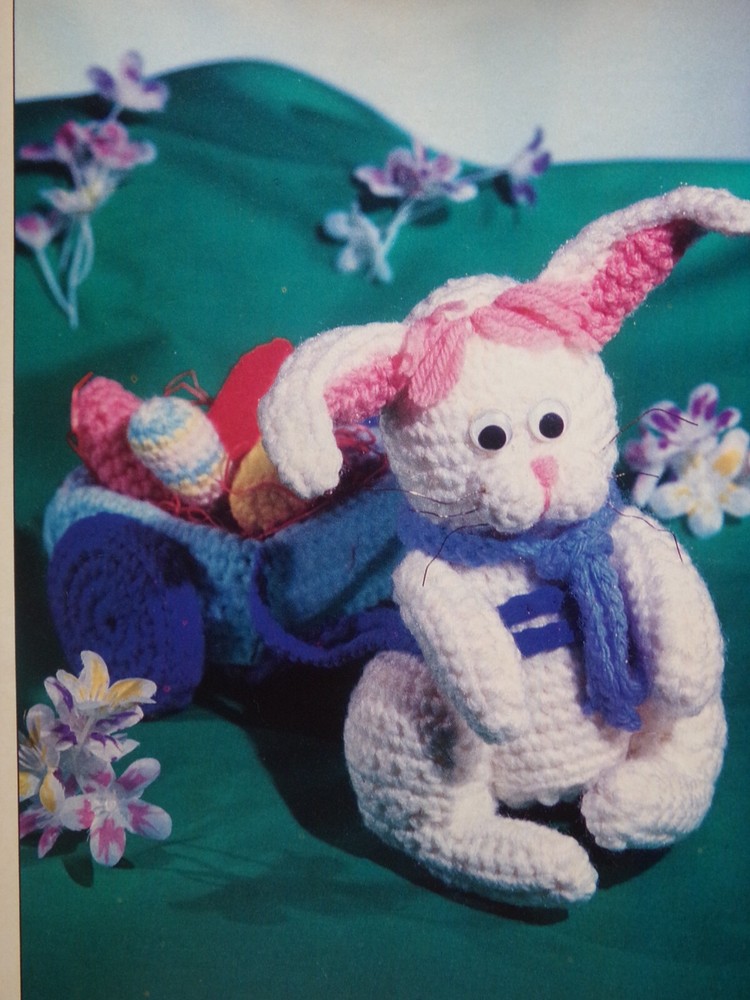 Bunny wagon for Easter; (#259-10); vintage crochet  pattern