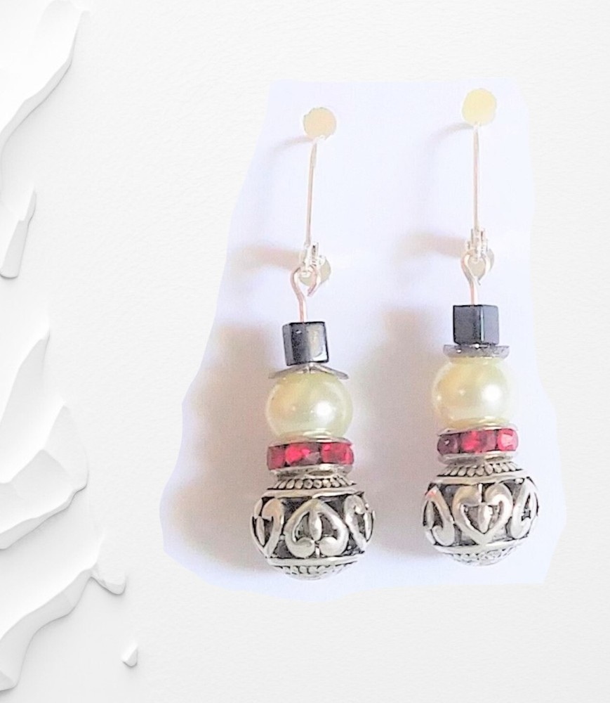 Snowman Earrings with or without Hat Handcrafted