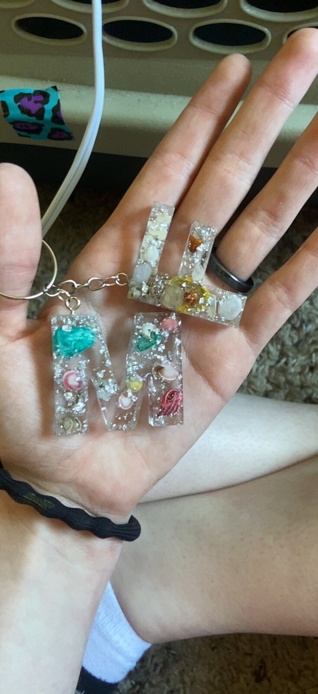 Initial Letter Keychains Epoxy Resin