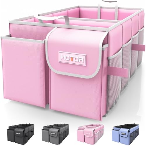 Foldable Trunk Organizer - SUV & Sedan Compatible, 2 Compartments, Large Pink